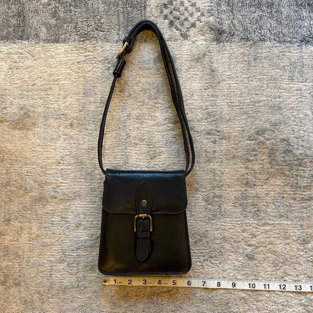 Black Leather Messenger Bag for Men
